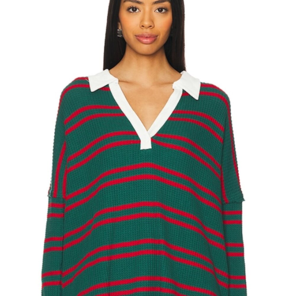 Free People We The Free Striped Travis Polo Size Small